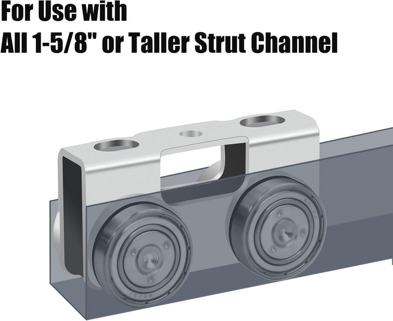 FBULWSEC P2750-EG 4 Wheel Light Duty Trolley Assembly for Unistrut, Use for All 1-5/8" P1000, P1001, P5000, P5001, P5500, P5501 or Taller Strut Channel, Unistrut, Superstrut (4PACK) - Image 3